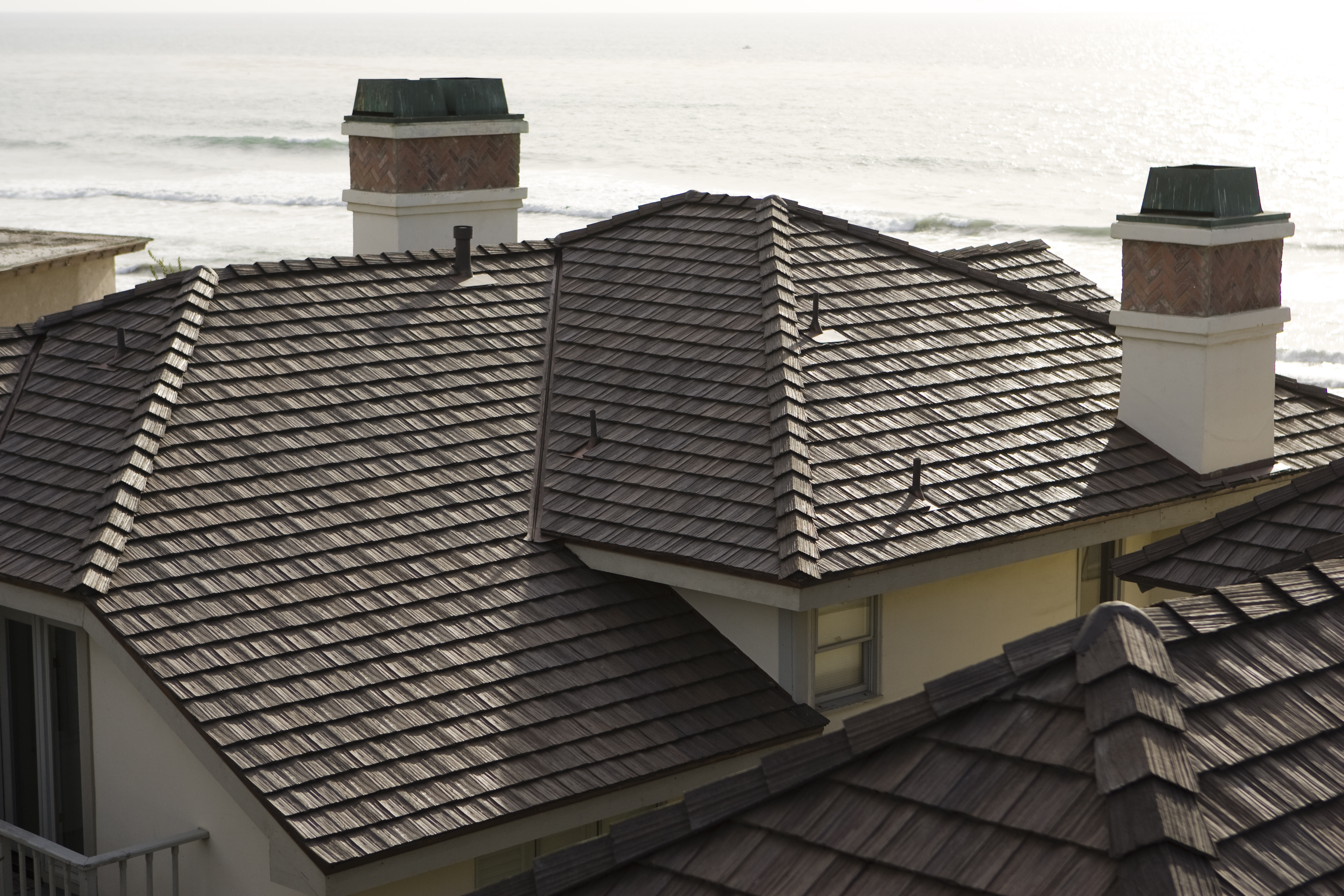 Concrete roof tile on beach front home