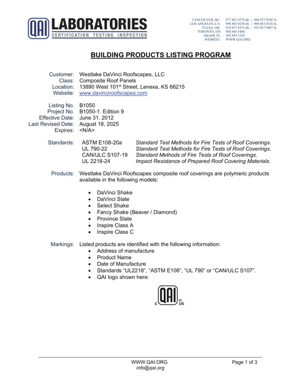 Qai Label QAI Certification - Building Products Listing Program | Westlake Royal ...