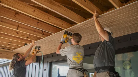 Installation photo of men installing trim