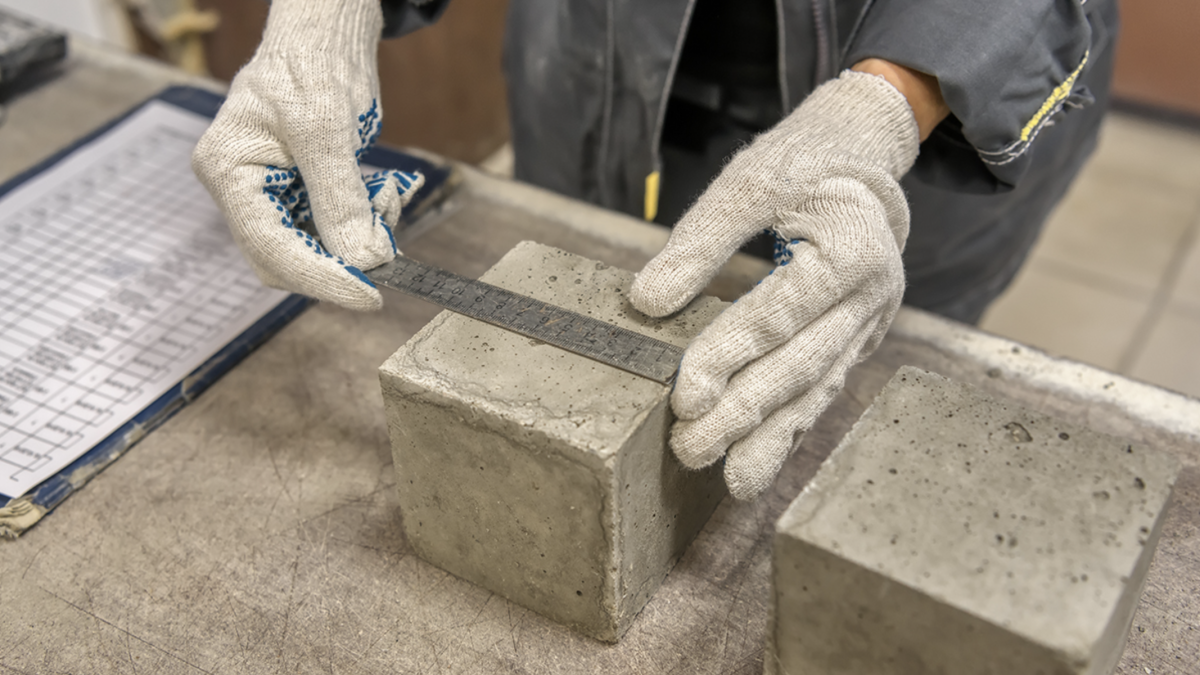 measuring a concrete block