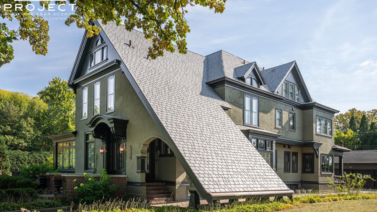 A fire at this home required roofing restoration, but the original DaVinci roof prevented further damage and the historical house itself was spared. 