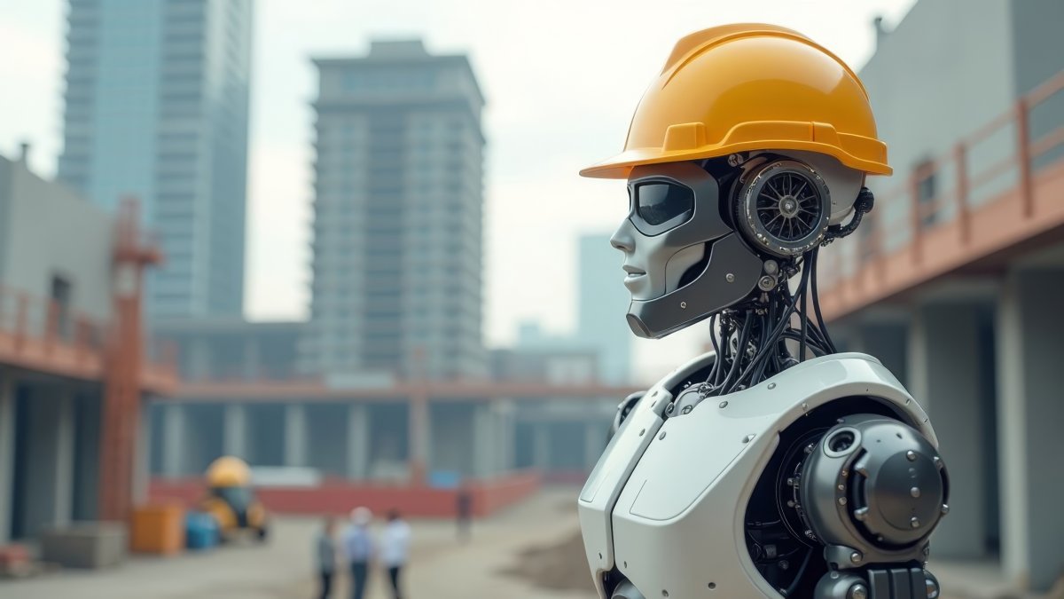 Humanoid robot on construction site 