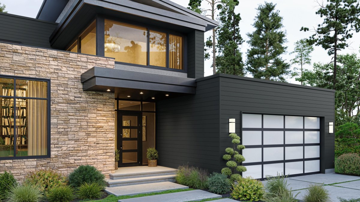 Cedar Renditions in Ironstone on a modern-style house