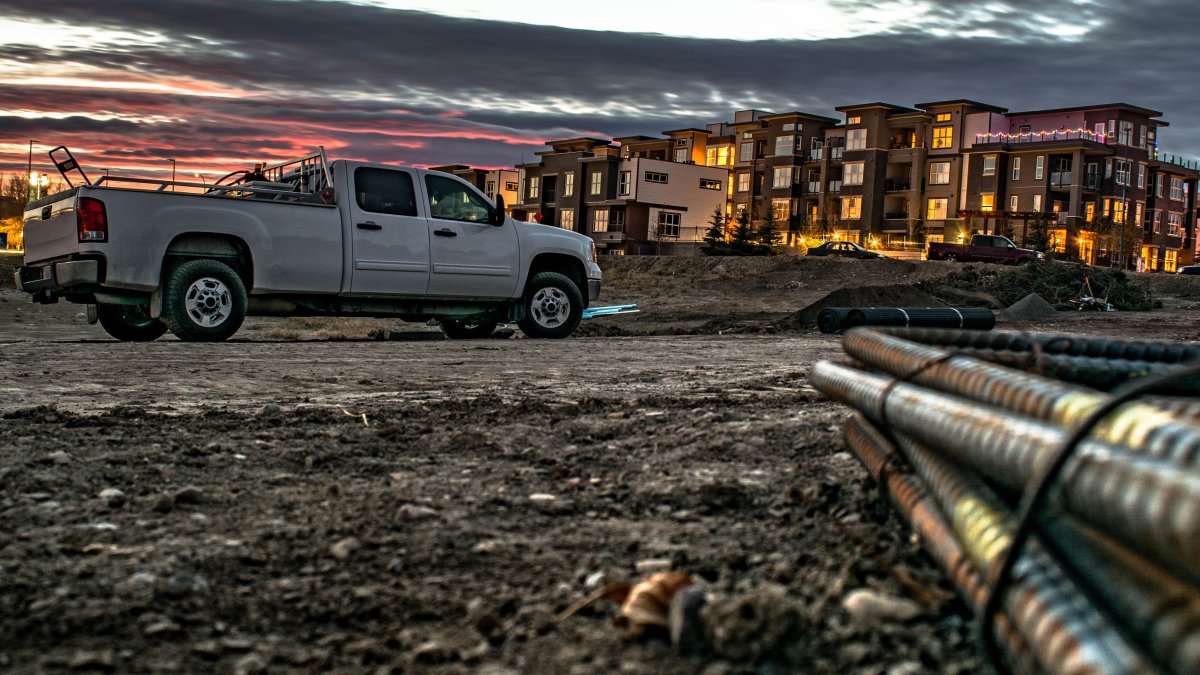 Pickup truck on jobsite