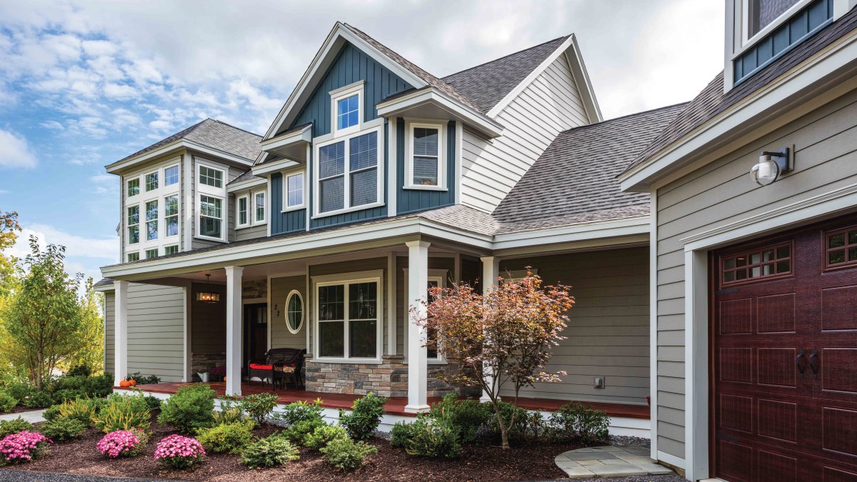 Royal Trim & Mouldings column wraps on a New Hampshire front porch